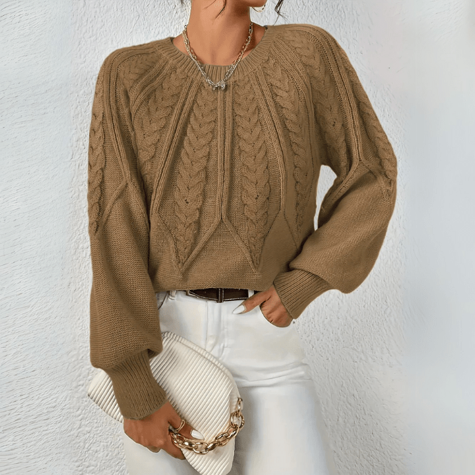 Women's Bubble Sleeve Cable Pullover