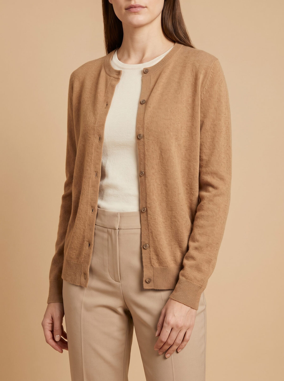Women's Crew Neck Button Cardigan