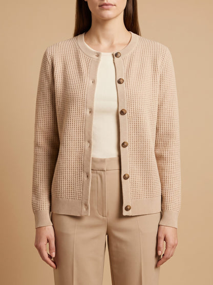 Women's Waffle Knit Button Cardigan