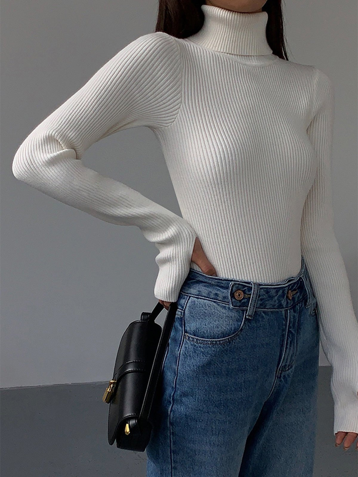 Women's Ribbed Long Sleeve Turtleneck