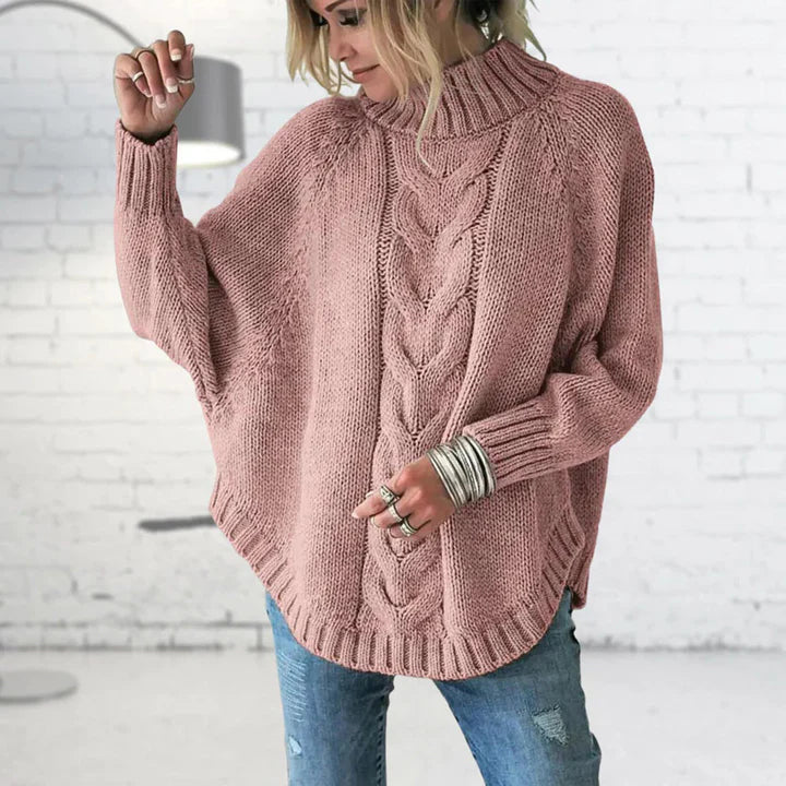 Women's Oversized Cable Knit Turtleneck
