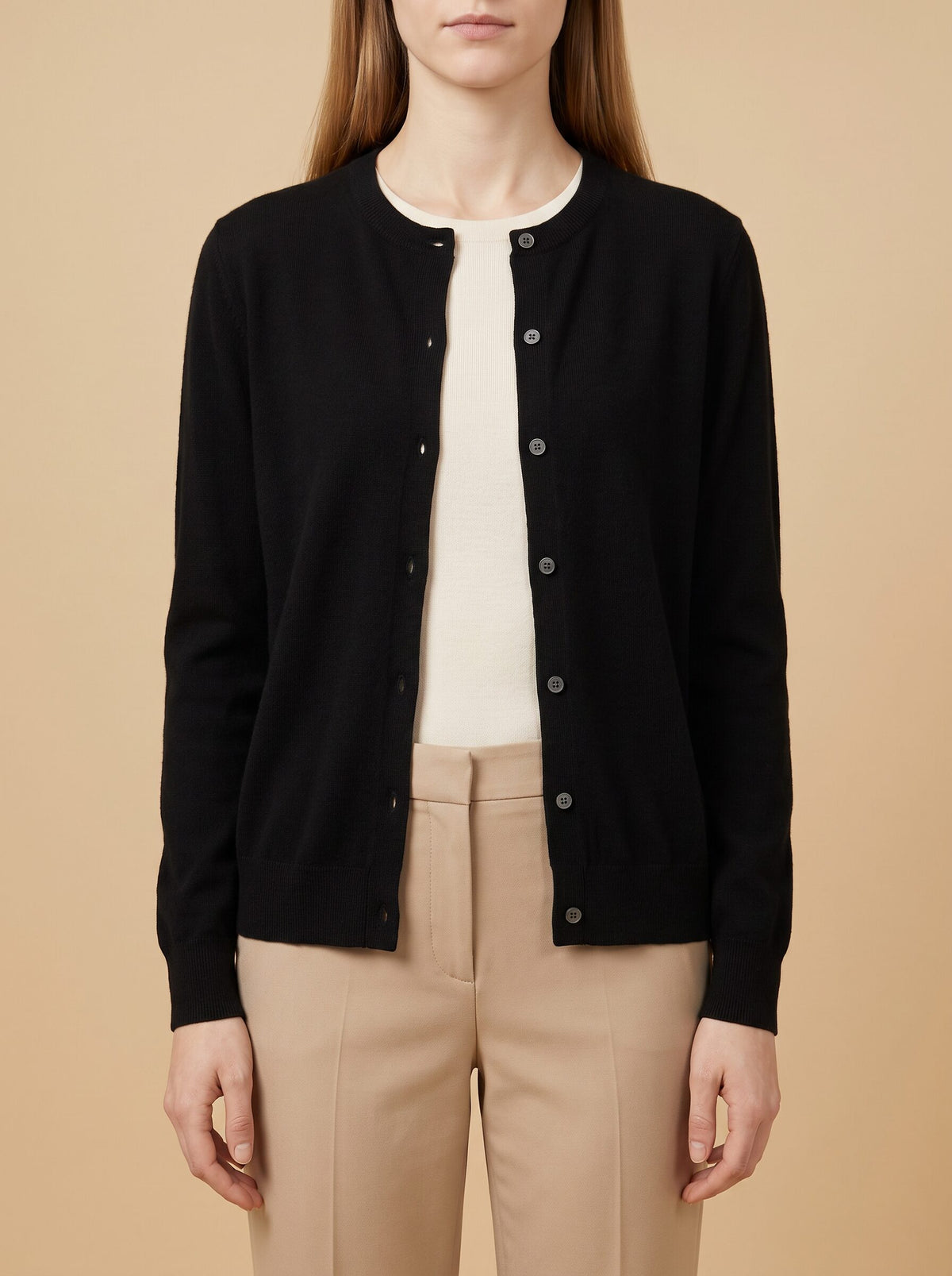 Women's Crew Neck Button Cardigan