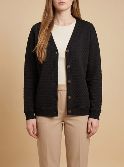 Women's Waffle Knit Button Cardigan