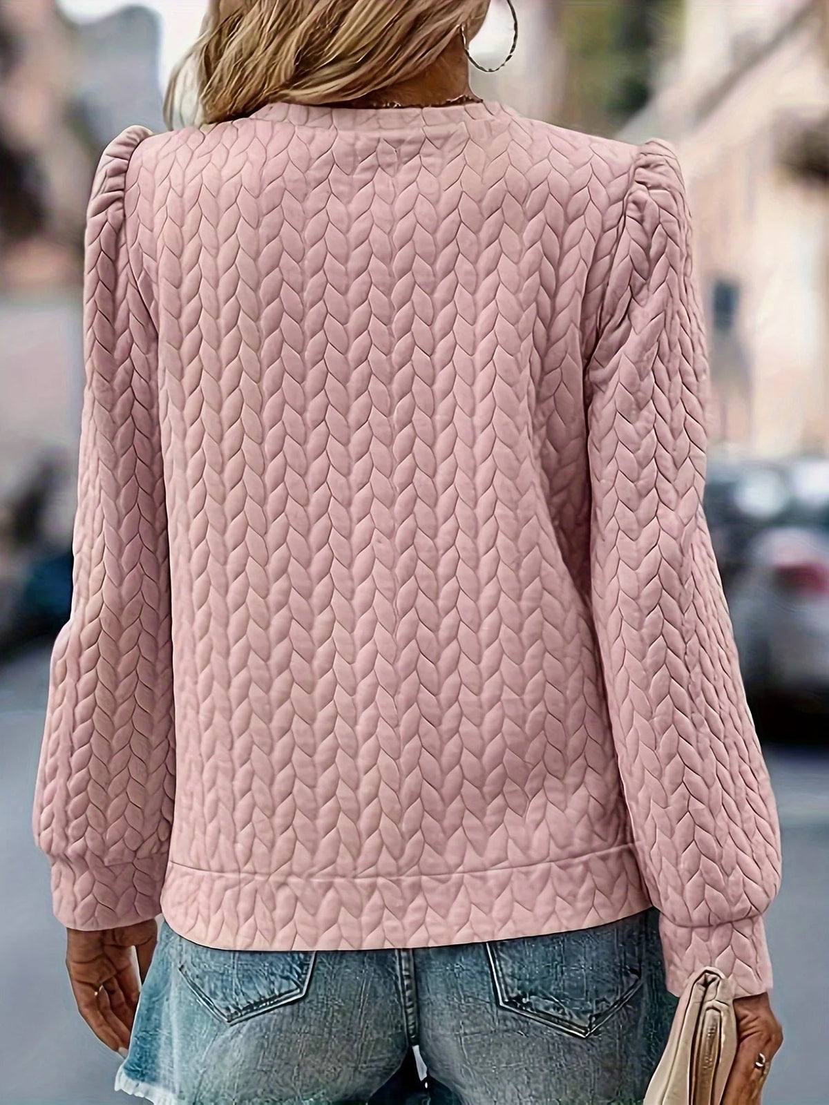 Women's Embossed Cable Texture Sweatshirt