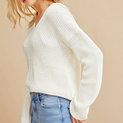 Women's Loose Fit V Neckline Jumper