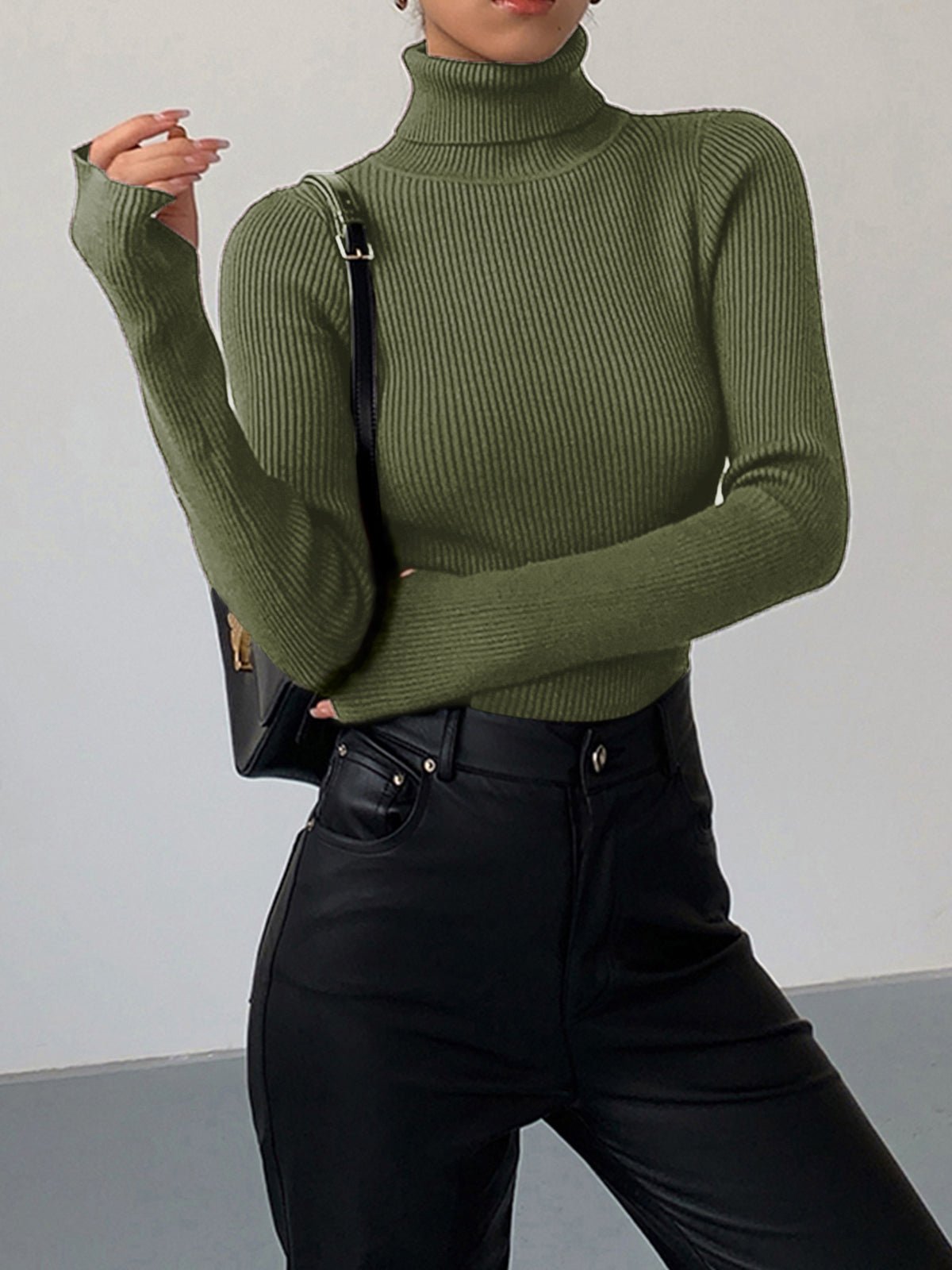Women's Ribbed Long Sleeve Turtleneck