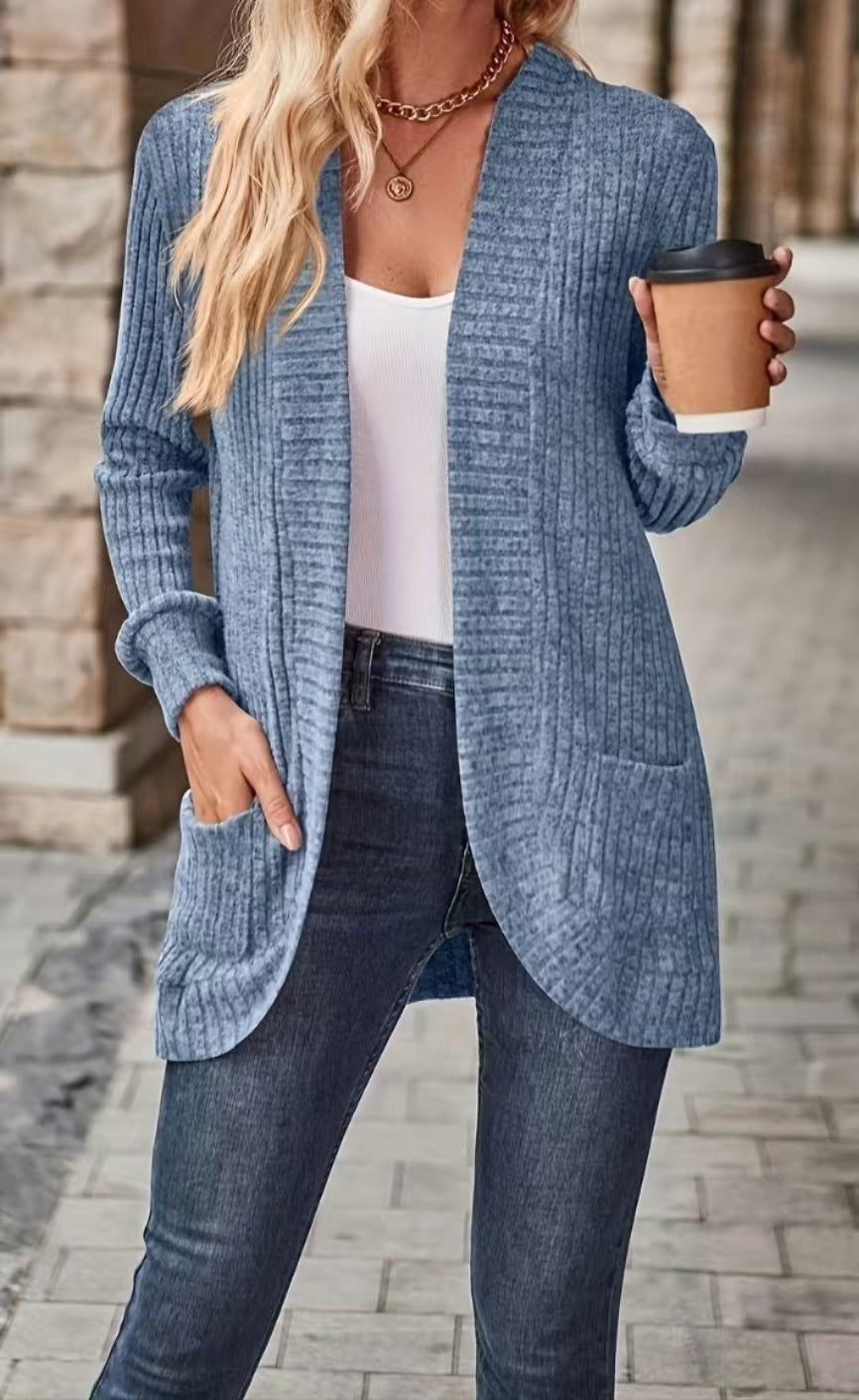 Women's Long Cardigan with Side Pockets