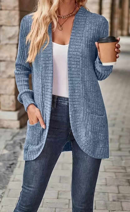 Women's Long Cardigan with Side Pockets