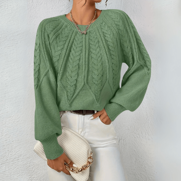 Women's Bubble Sleeve Cable Pullover