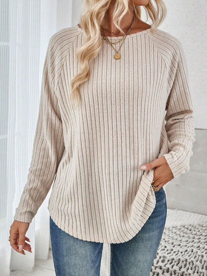 Women's Ribbed Crew Neck Knit Top