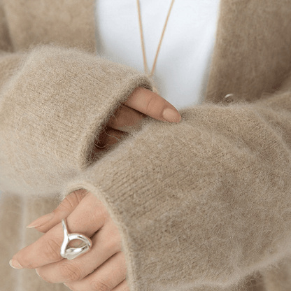 Women's Longline Collarless Knit Cardigan