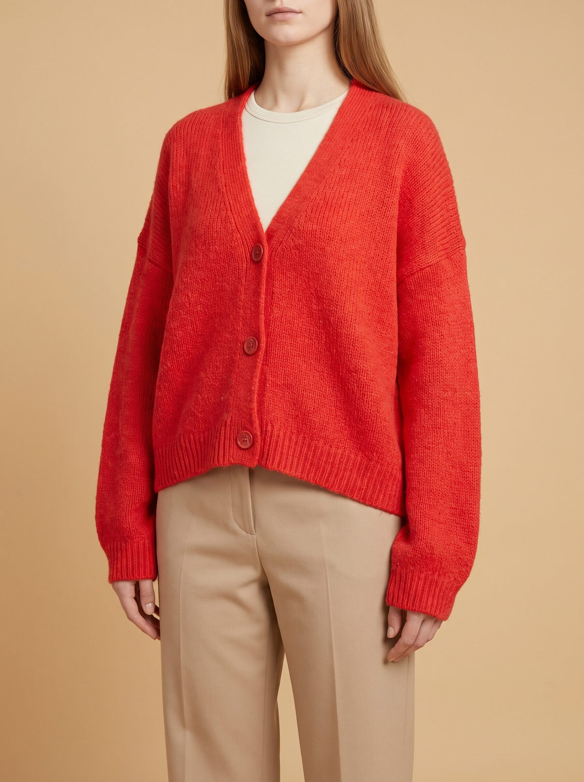 Women's Relaxed V-Neck Knit Cardigan