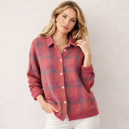Women's Buffalo Check Knit Cardigan