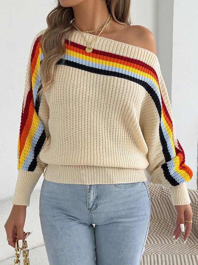 Women's Bardot Stripe Chunky Knit Top