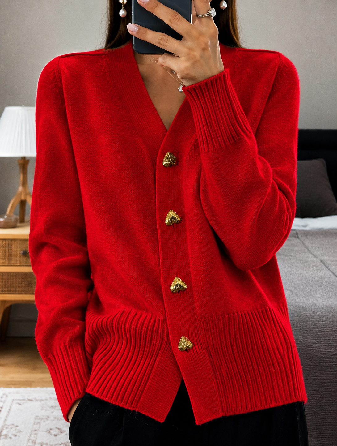 Women's Short Gold Trim Cardigan