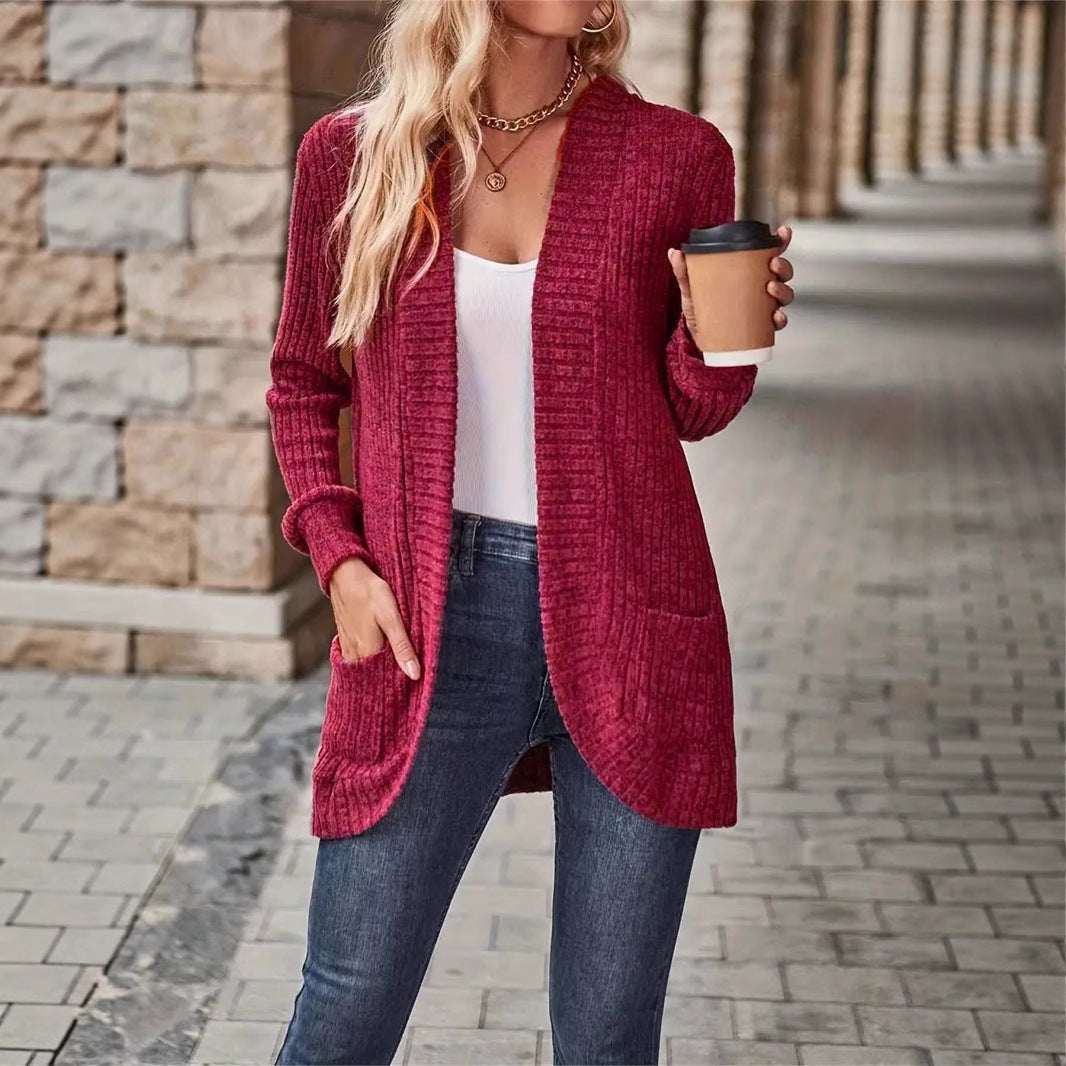 Women's Long Cardigan with Side Pockets