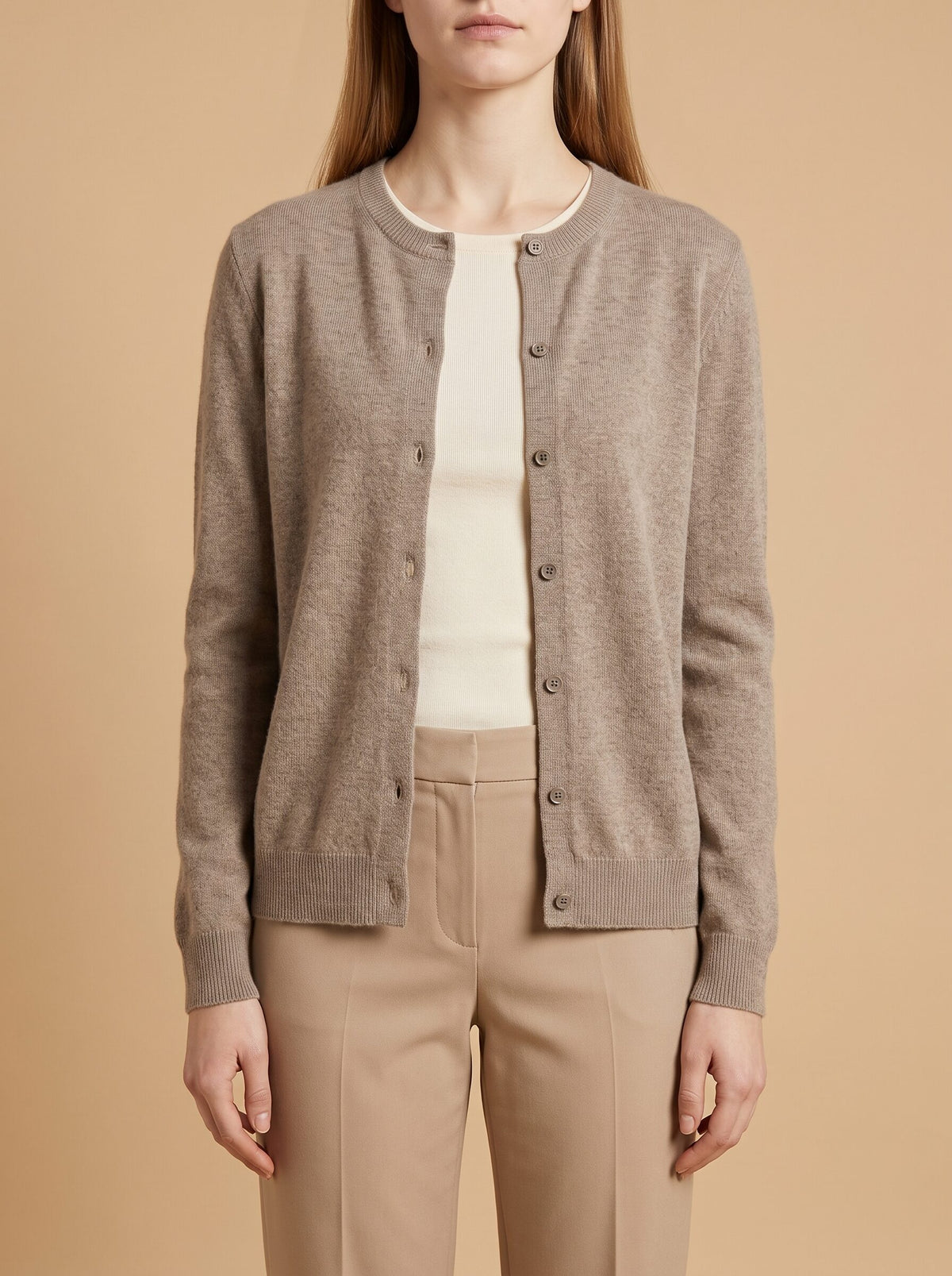 Women's Crew Neck Button Cardigan