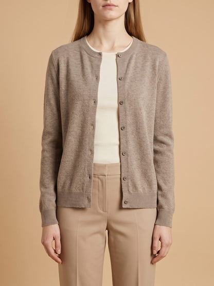 Women's Crew Neck Button Cardigan