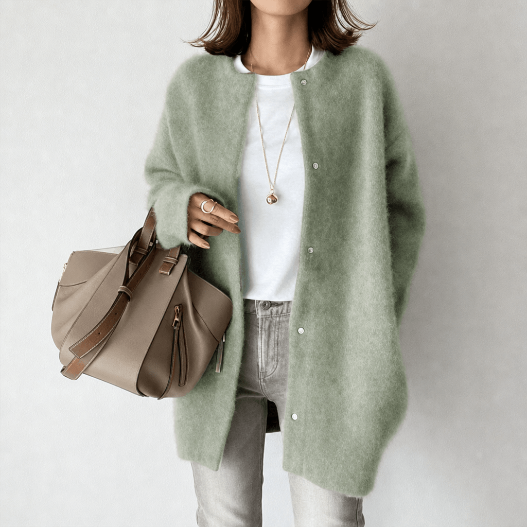 Women's Longline Collarless Knit Cardigan
