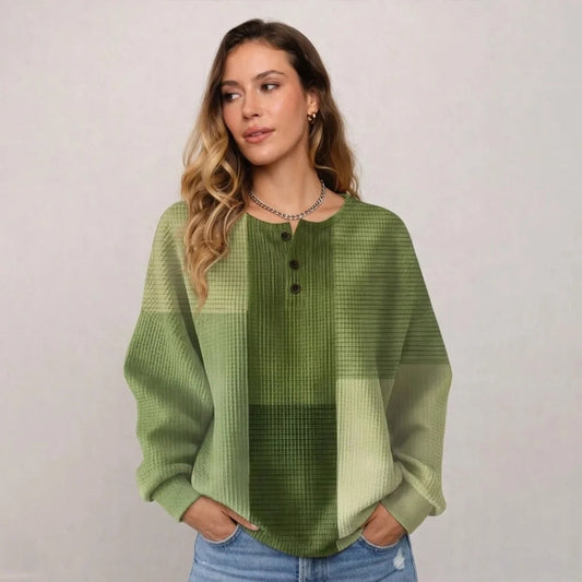 Women's Textured Waffle Henley Pullover
