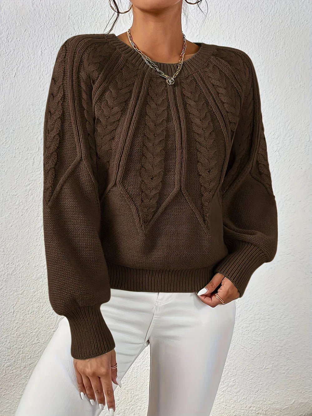 Women's Bubble Sleeve Cable Pullover