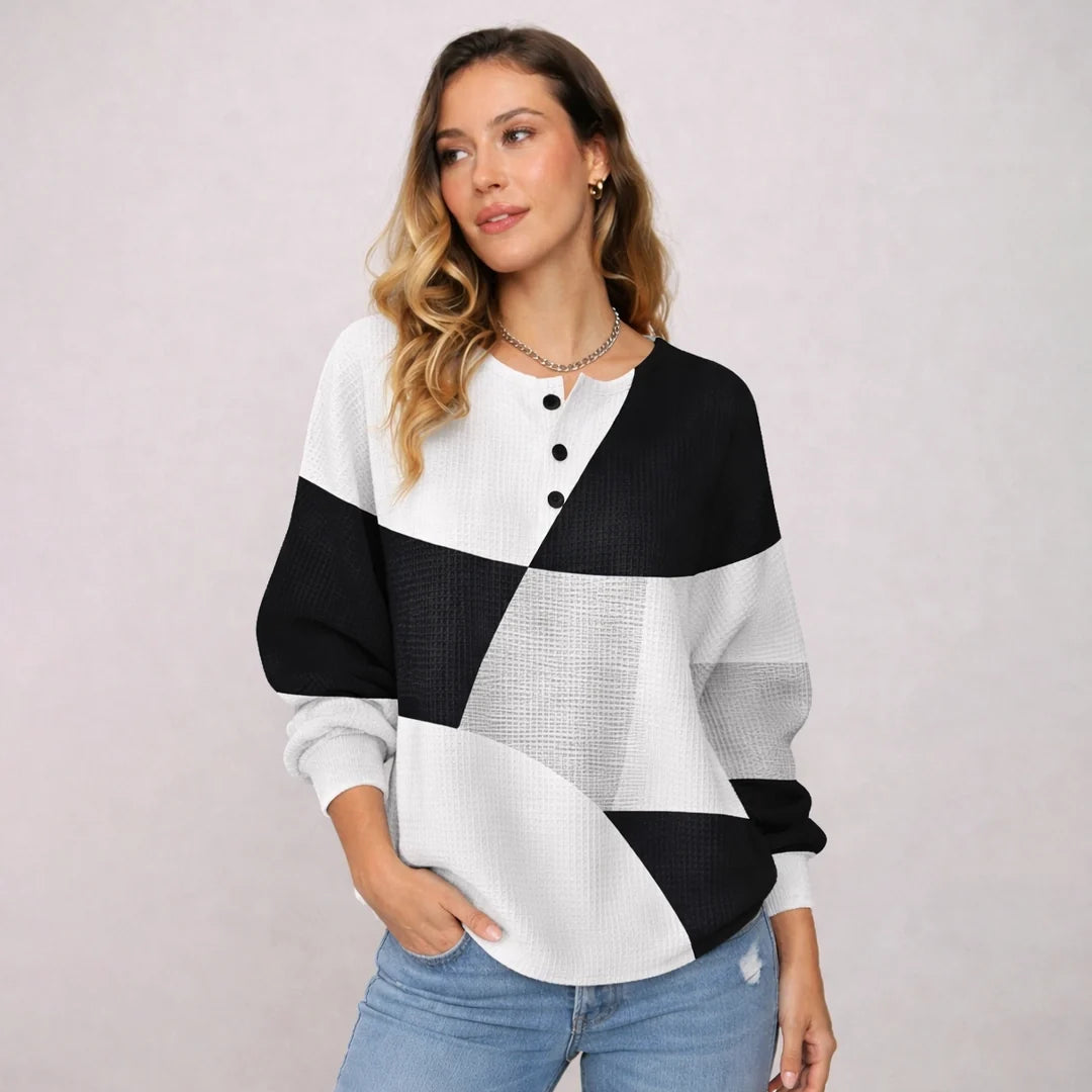 Women's Textured Waffle Henley Pullover