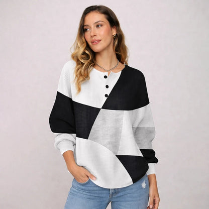 Women's Textured Waffle Henley Pullover