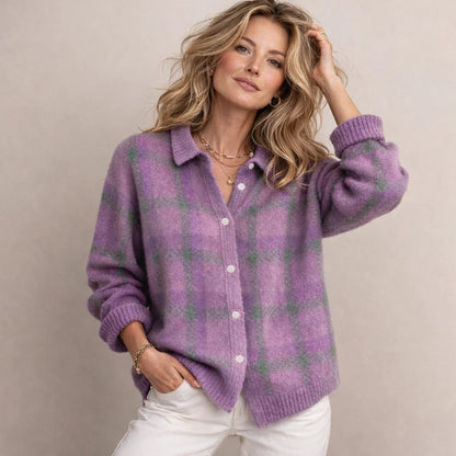 Women's Buffalo Check Knit Cardigan