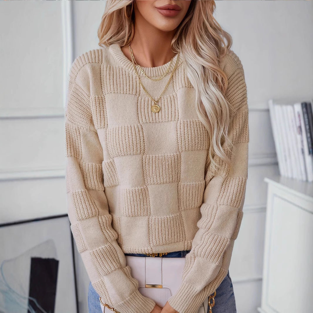 Women's Checked Texture Knit Sweater