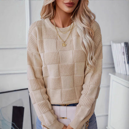 Women's Checked Texture Knit Sweater