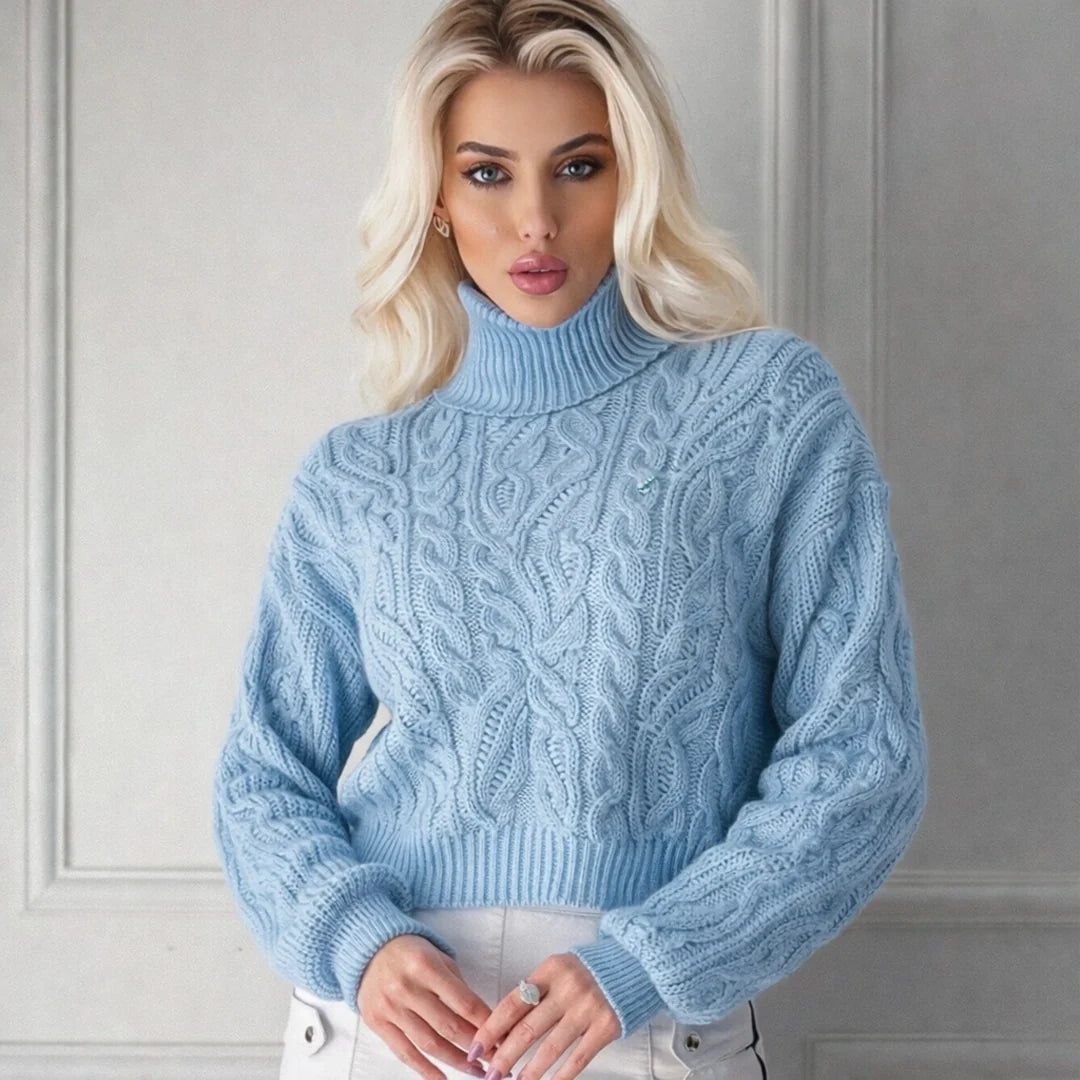 Women's Cable Knit Funnel Neck Sweater