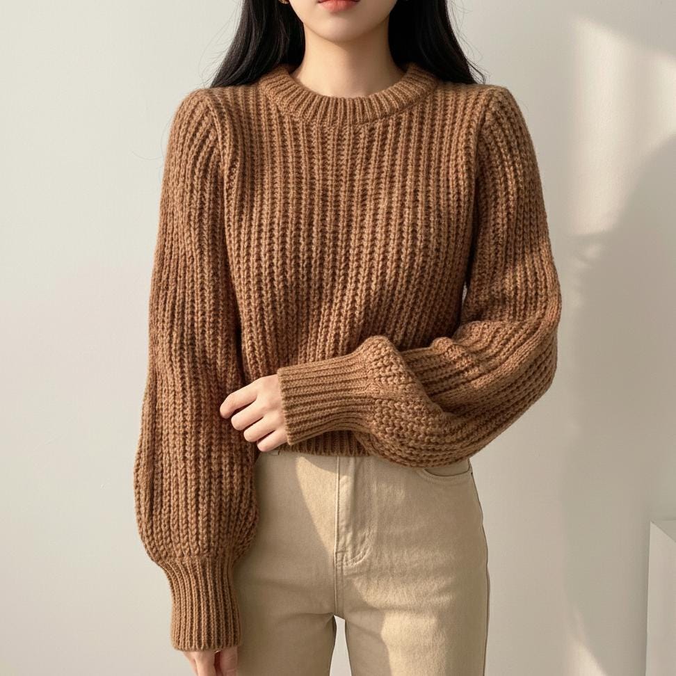 Women's Cropped Balloon Sleeve Sweater