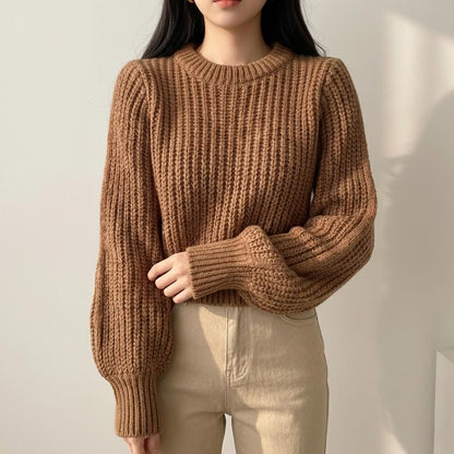 Women's Cropped Balloon Sleeve Sweater