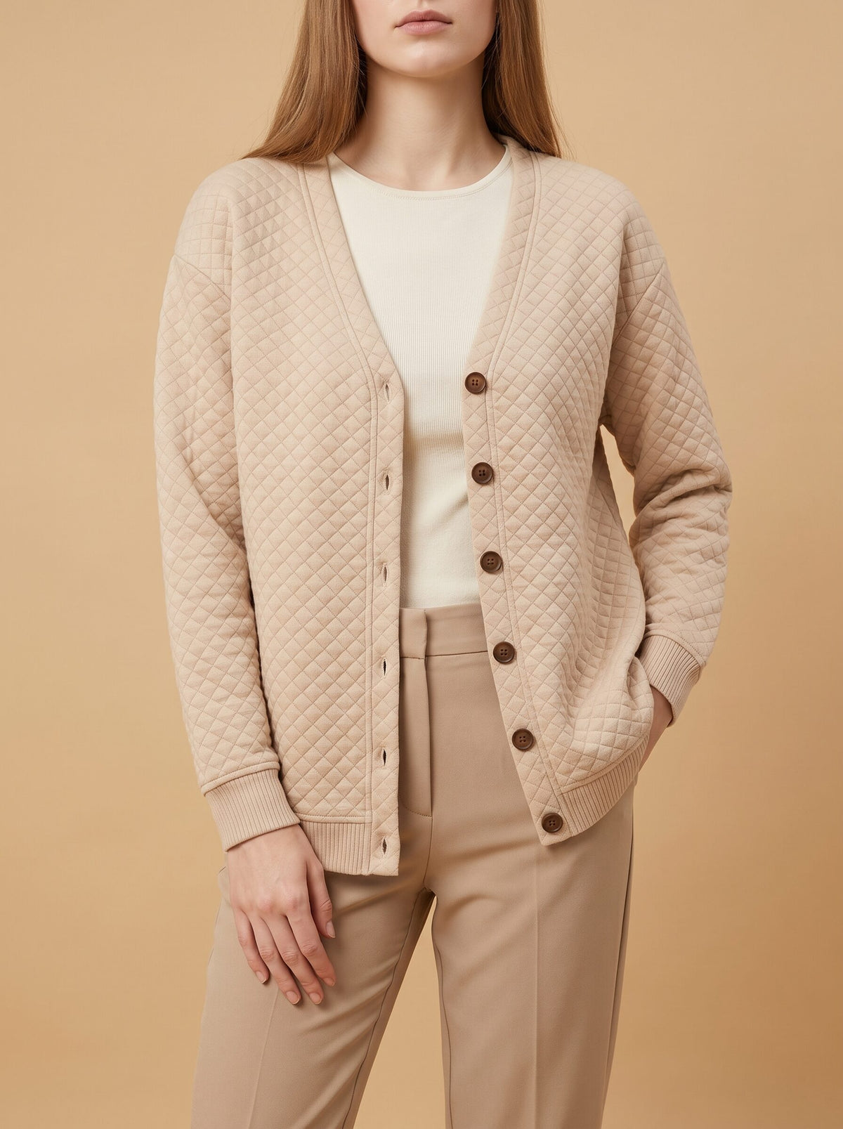 Women's Waffle Knit Button Cardigan