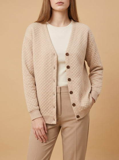 Women's Waffle Knit Button Cardigan