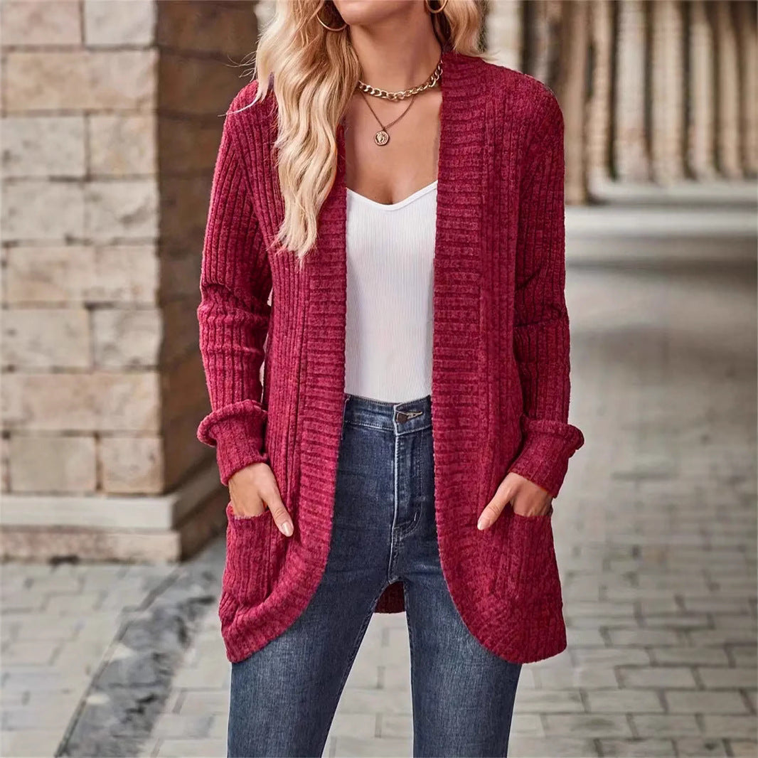 Women's Long Cardigan with Side Pockets