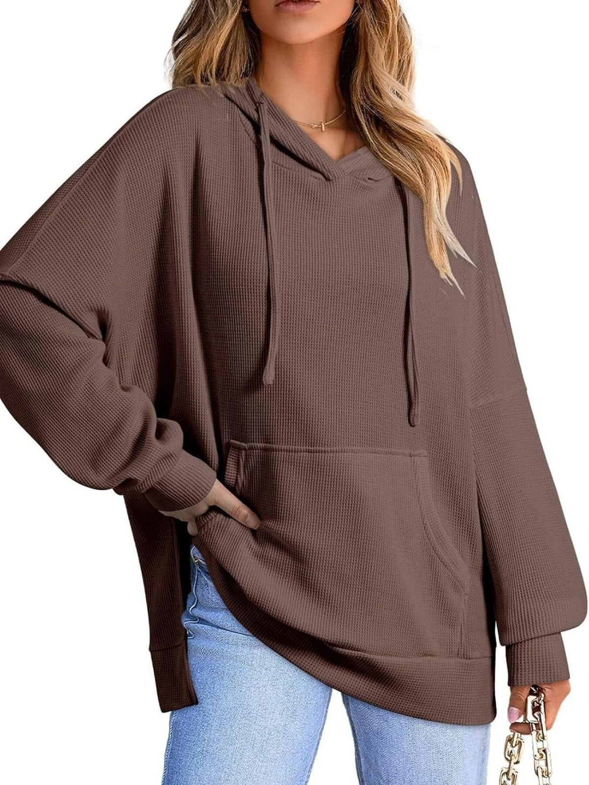 Women's Relaxed Knit Hoodie with Vents