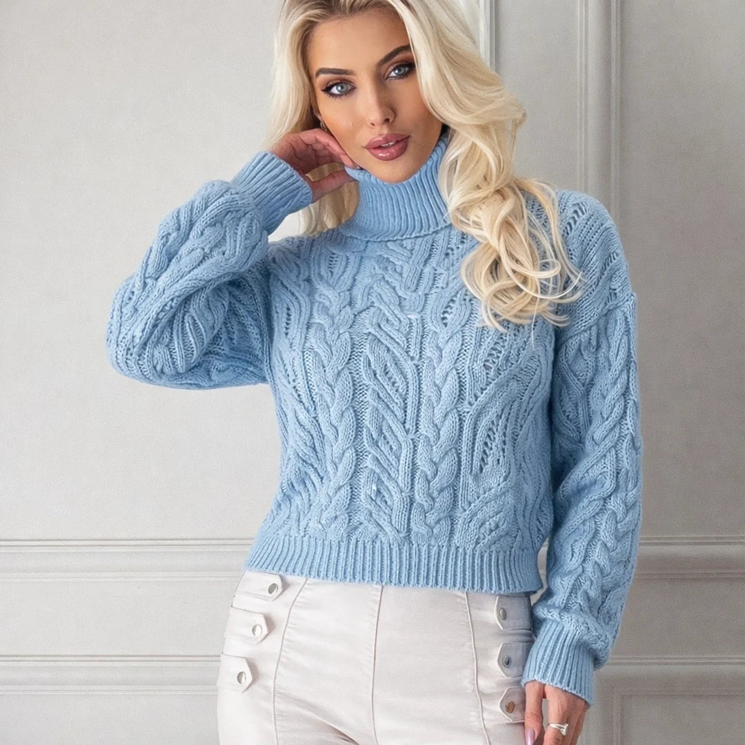 Women's Cable Knit Funnel Neck Sweater