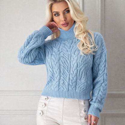 Women's Cable Knit Funnel Neck Sweater