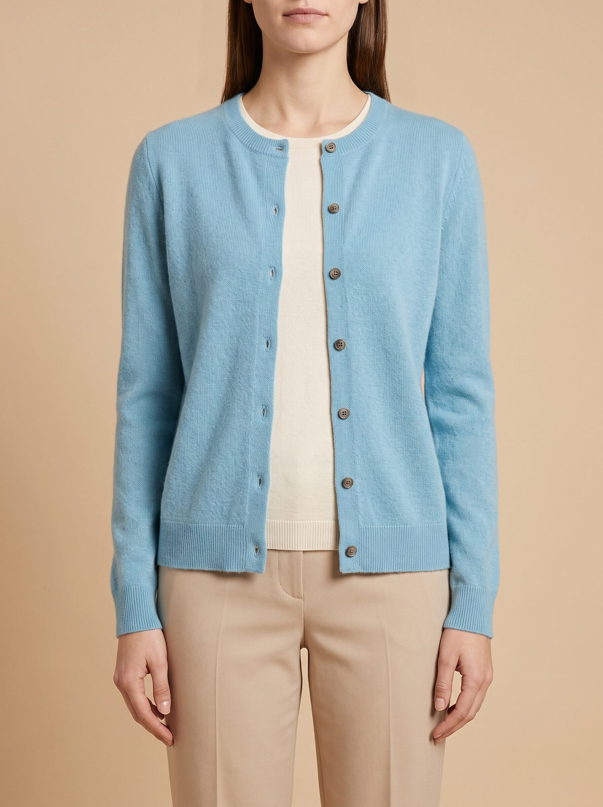 Women's Crew Neck Button Cardigan