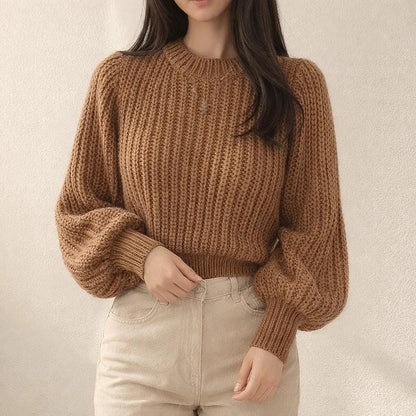 Women's Cropped Balloon Sleeve Sweater