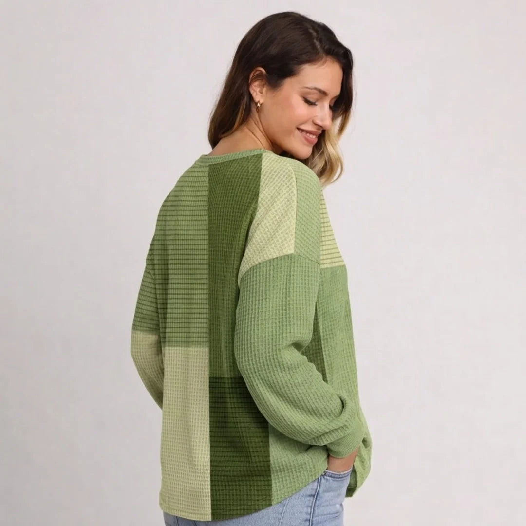 Women's Textured Waffle Henley Pullover