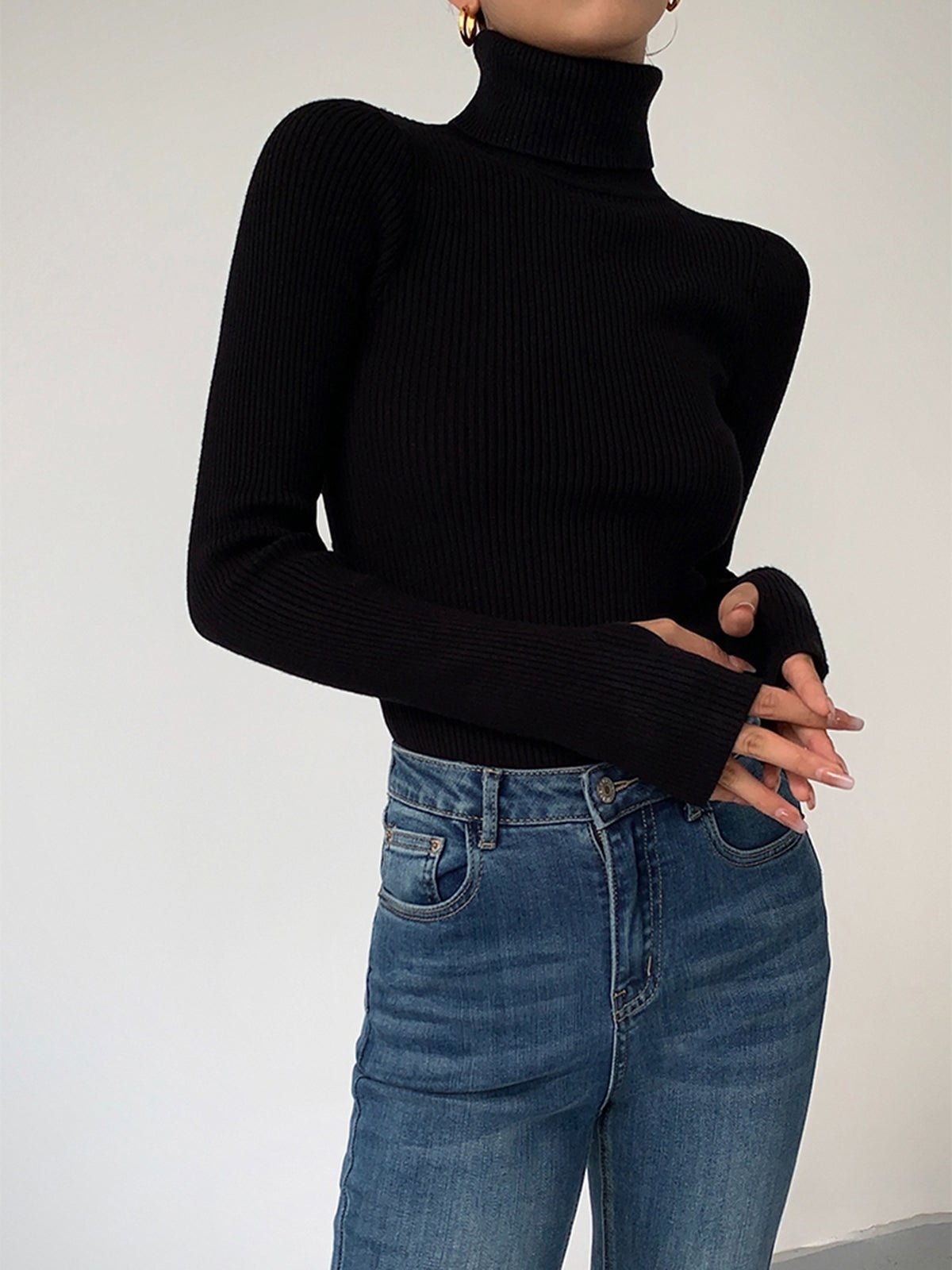 Women's Ribbed Long Sleeve Turtleneck
