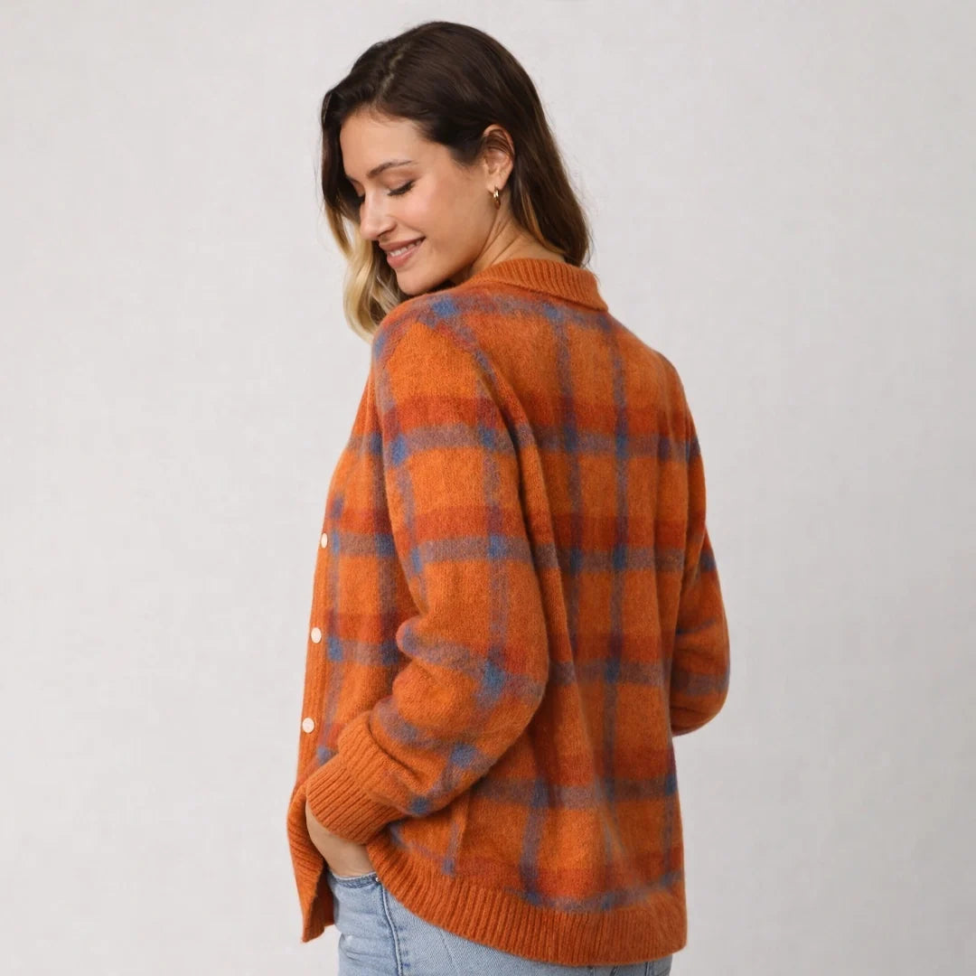 Women's Buffalo Check Knit Cardigan