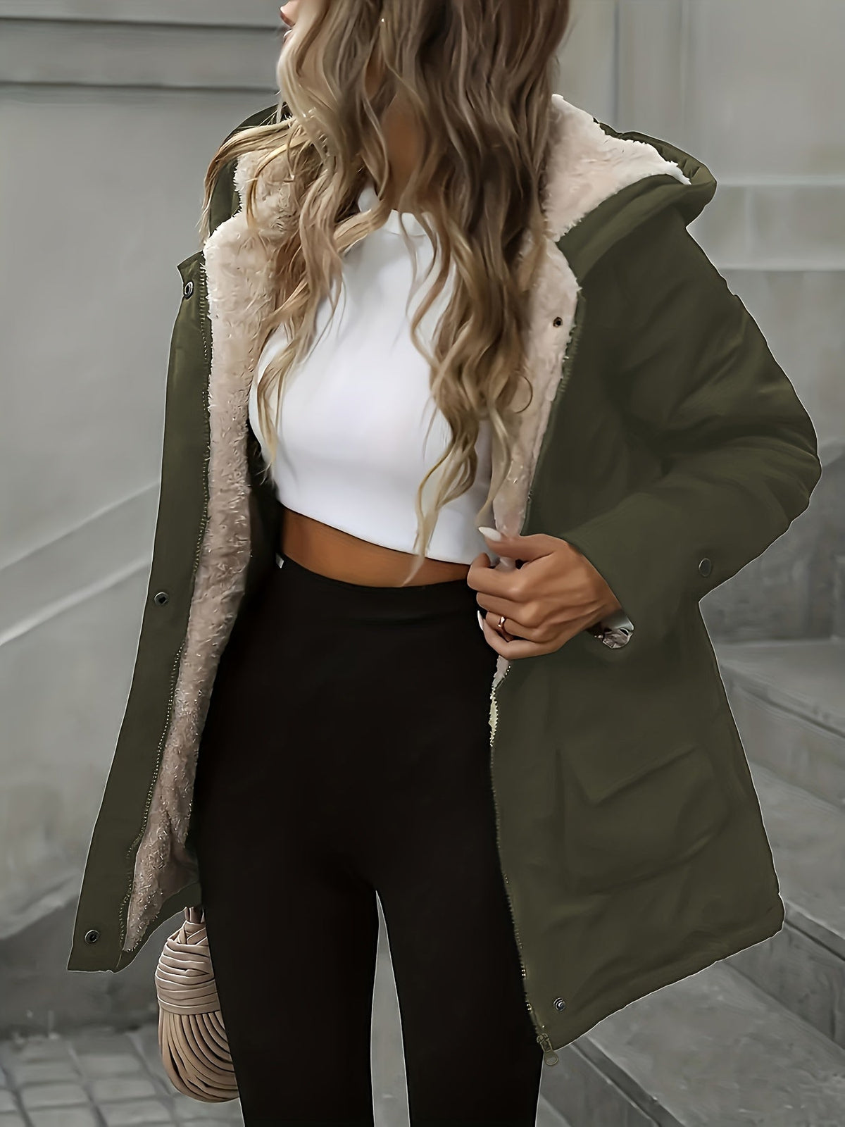 Women's Fleece Lined Longline Hooded Parka