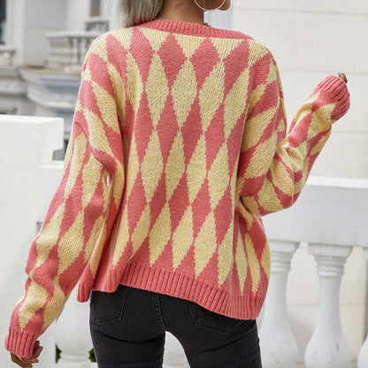 Women's Diamond Pattern Knit Cardigan