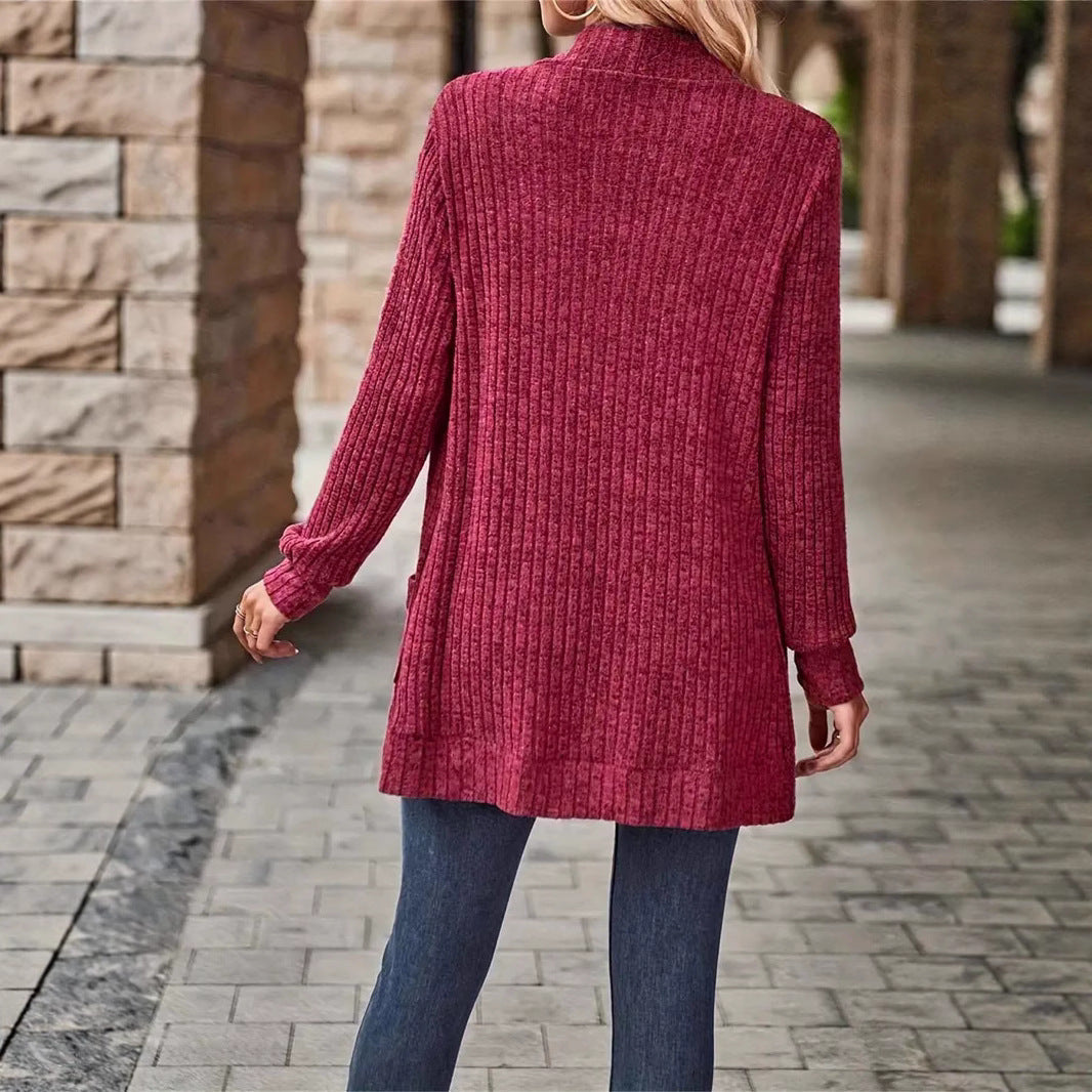 Women's Long Cardigan with Side Pockets