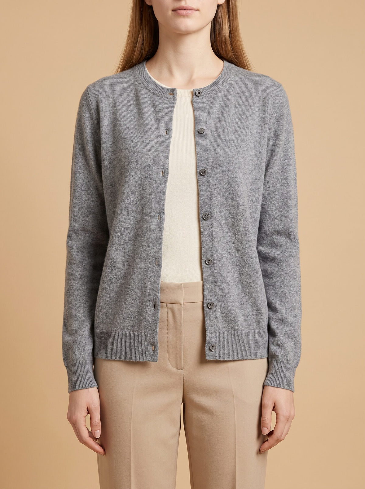 Women's Crew Neck Button Cardigan