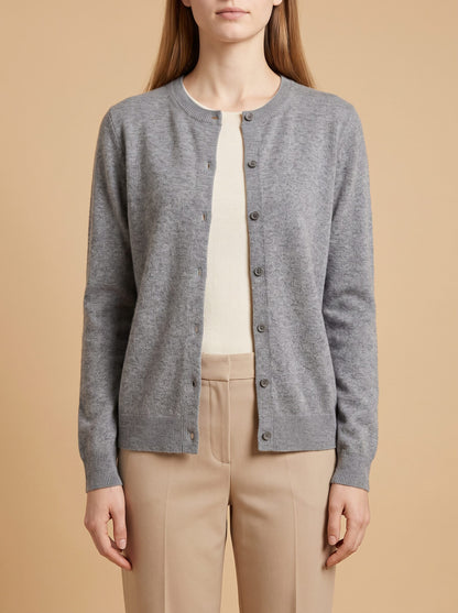 Women's Crew Neck Button Cardigan